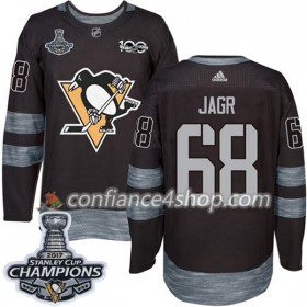 Adidas Maillot de Hockey Pittsburgh Penguins Jaromir Jagr 68 1917-2017 100th Anniversary Noir 2017 Stanley Cup Champions Authentic - Homme